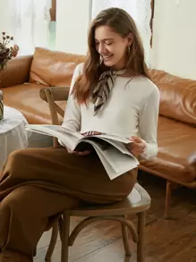 SHEIN 100% MERINO WOOL REGULAR FIT JUMPER - Beige - View 5