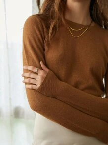 MOTF PREMIUM 100% CASHMERE SLIM JUMPER - Brown - View 11