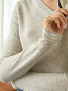 MOTF PREMIUM 100% CASHMERE REGULAR FIT JUMPER - Beige - View 7