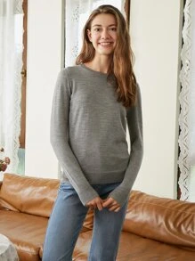 MOTF PREMIUM 100% WOOL REGULAR FIT JUMPER - Grey - View 7