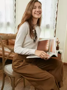 SHEIN 100% MERINO WOOL REGULAR FIT JUMPER - Beige - View 9