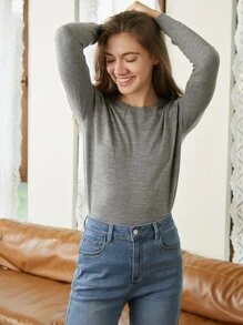 MOTF PREMIUM 100% WOOL REGULAR FIT JUMPER - Grey - View 10