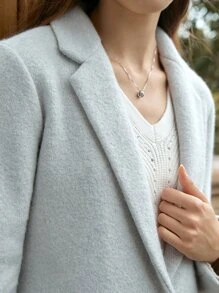 SHEIN Áo khoác ngoài nữ Nút Túi màu trơn Giải trí - Màu Xám nhạt - Xem 7