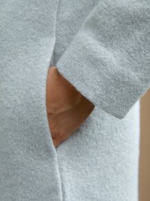 SHEIN Áo khoác ngoài nữ Nút Túi màu trơn Giải trí - Màu Xám nhạt - Xem 8