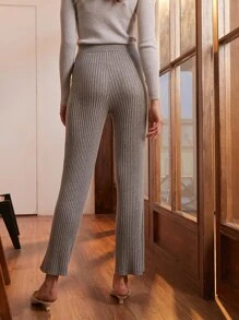 MOTF PREMIUM WOOL MIX KNIT TROUSERS - Grey - View 2