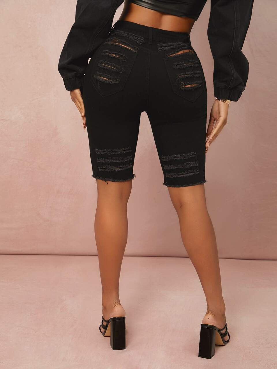 Ripped Raw Cut Denim Shorts