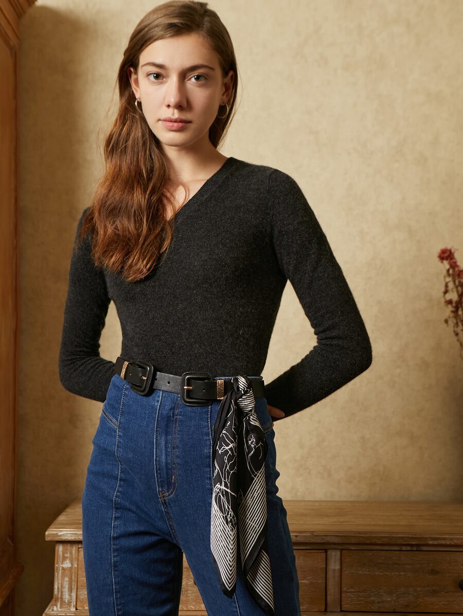 MOTF PREMIUM 100% CASHMERE SLIM JUMPER - Black - View 1