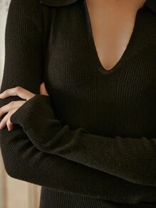 MOTF PREMIUM WOOL MIX SLIM SWEATER DRESS - Black - View 5