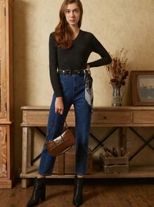 MOTF PREMIUM 100% CASHMERE SLIM JUMPER - Black - View 3