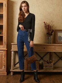 MOTF PREMIUM 100% CASHMERE SLIM JUMPER - Black - View 9