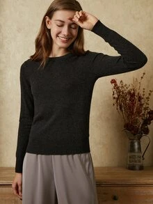 MOTF PREMIUM 100% CASHMERE REGULAR FIT JUMPER - Dark Grey - View 5