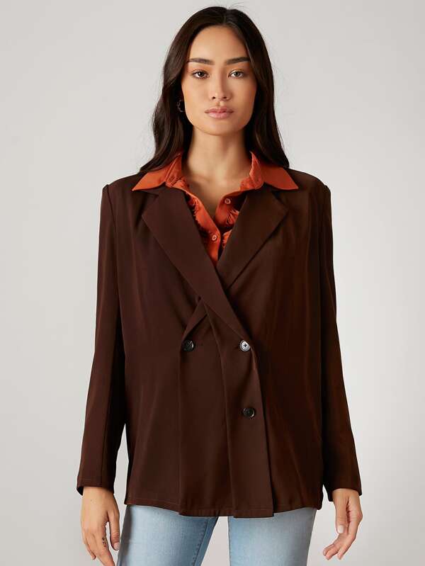 SHEIN Unity Blazer dublu cu decolteu cu rever