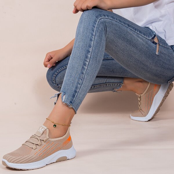 

Knit Detail Slip On Sneakers, Khaki