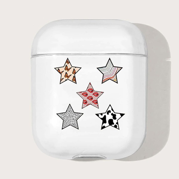

Чехол для Airpods с узором звезды, Прозрачный