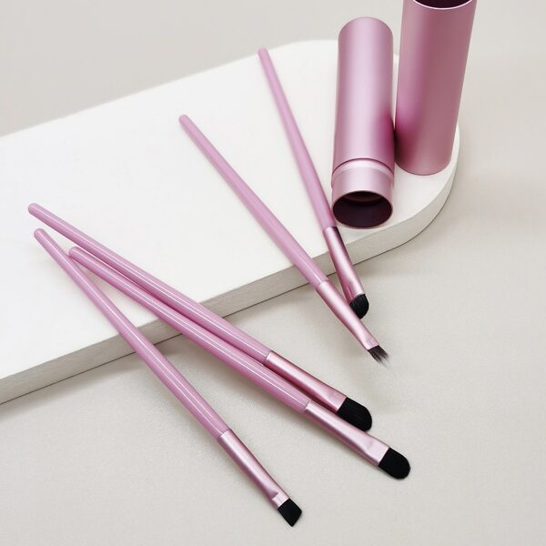 

5pcs Makeup Brush Set With Storage Box, Pink