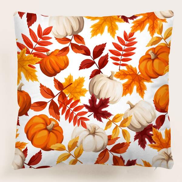 

Pumpkin Print Cushion Cover Without Filler, Multicolor