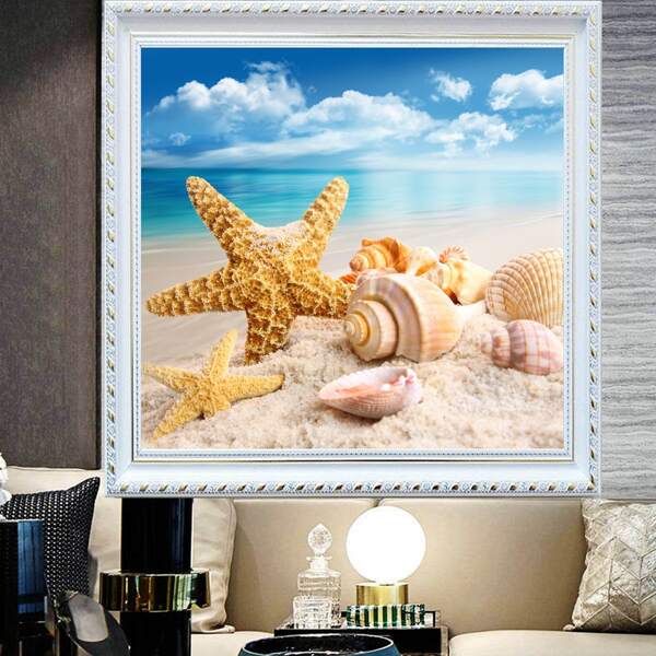 

Starfish & Shell Pattern DIY Diamond Painting Without Frame, Multicolor