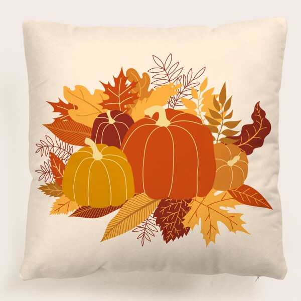 

Pumpkin Print Cushion Cover Without Filler, Multicolor