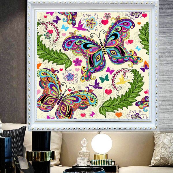 

Butterfly Pattern DIY Diamond Painting Without Frame, Multicolor
