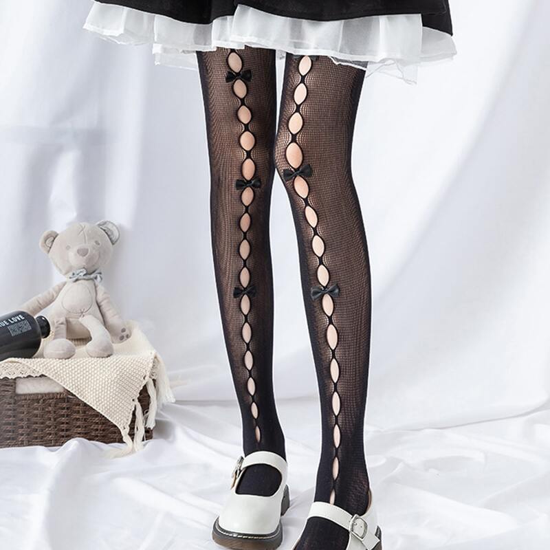 

Bow Decor Hollow Out Tights, Black
