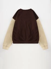 SHEIN Unity Mushroom Print Colour Block Sweatshirt - Multicolor - View 2