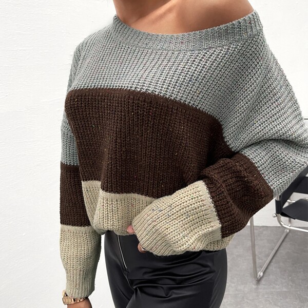 

Color Block Drop Shoulder Sweater, Multicolor