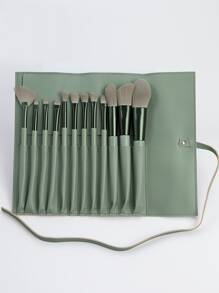 化妆刷套装，12支装木质优雅多功能化妆刷，适用于化妆台，可用于粉底、面霜、乳液、保湿霜、凝胶、去角质面膜等各种化妆品。化妆刷/美容刷，刷具套装，化妆刷套装，化妆刷套装，全套化妆刷，化妆刷套装，全套化妆工具，刷具套装，化妆刷套装，化妆礼盒套装 - 軍綠色 - 查看 4