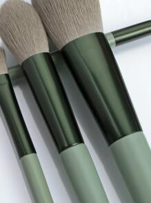 化妆刷套装，12支装木质优雅多功能化妆刷，适用于化妆台，可用于粉底、面霜、乳液、保湿霜、凝胶、去角质面膜等各种化妆品。化妆刷/美容刷，刷具套装，化妆刷套装，化妆刷套装，全套化妆刷，化妆刷套装，全套化妆工具，刷具套装，化妆刷套装，化妆礼盒套装 - 軍綠色 - 查看 6