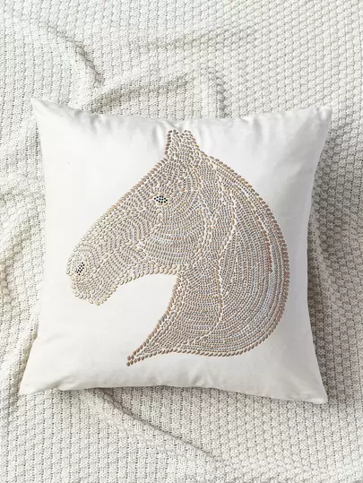 Diamond Horse Decor Cushion Cover Without Filler, Modern Throw Pillow Cover, Pillow Insert Not Include, For Sofa, Living Room