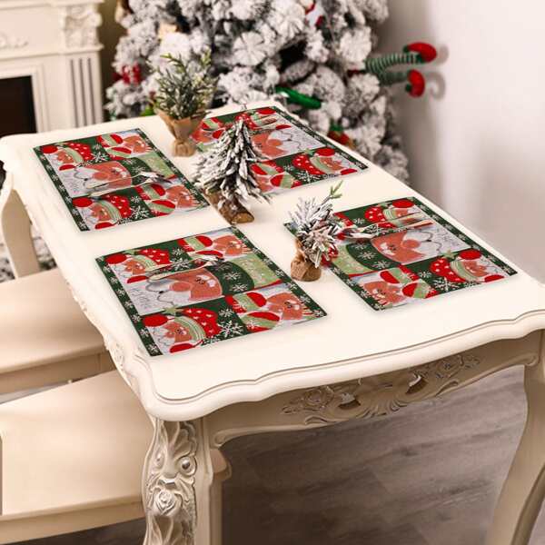 

1pc Christmas Print Placemat, Multicolor