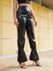 Danielle Monae Quần nữ Thắt nút Dây kéo Cá sấu Hấp dẫn - màu đen - Xem 6