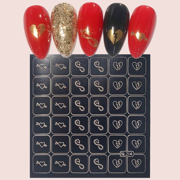 

1sheet Heart Pattern Nail Art Template Plate, Black