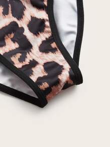 Plus Leopard Cut-out Teddy Bodysuit - Multicolor - View 3