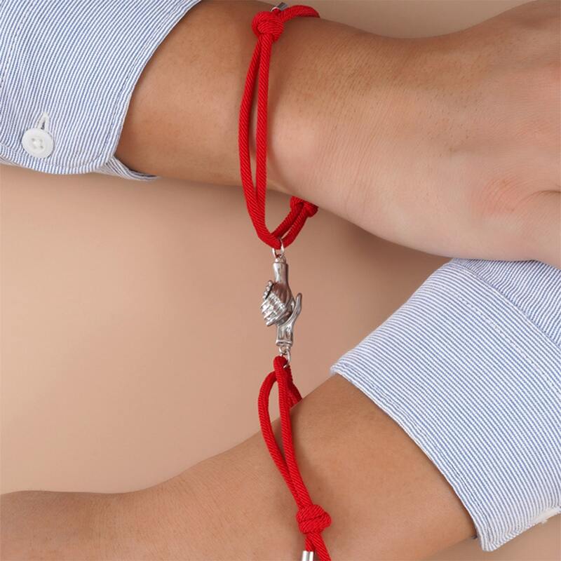 

Guys 2pcs Hand Decor Rope Bracelet, Red