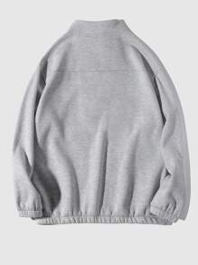 Manfinity Hypemode 男士字母贴花细节保暖套头衫秋冬季四分之一拉链外出学院风长袖休闲运动衫，适合朋友、丈夫、男朋友的礼物