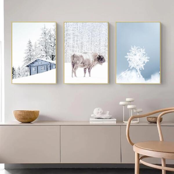

3pcs Scenery Pattern Unframed Painting, Multicolor