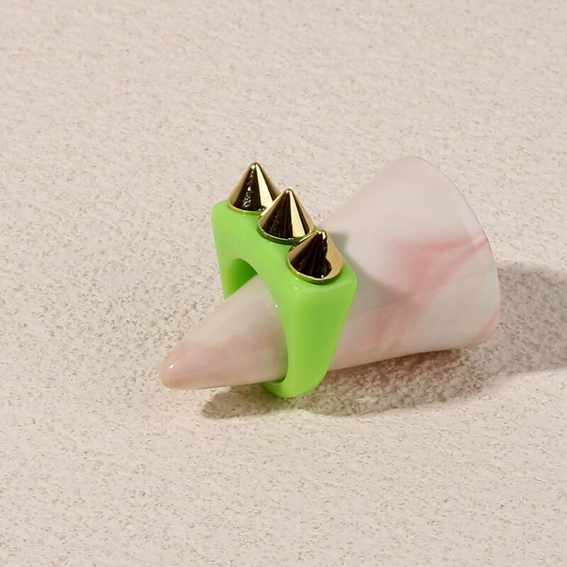 

Spiked Decor Ring, Green