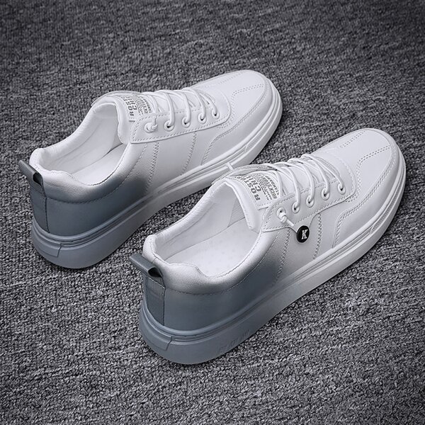 

Men Two Tone Lace Up Front Skate Shoes, White