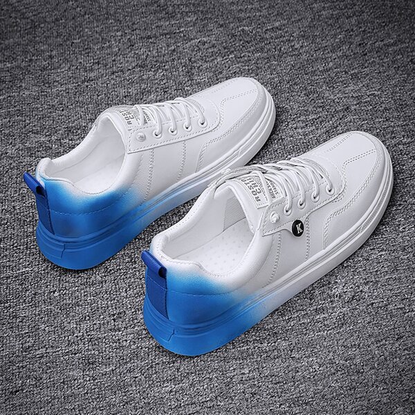 

Men Two Tone Lace Up Front Skate Shoes, Blue and white