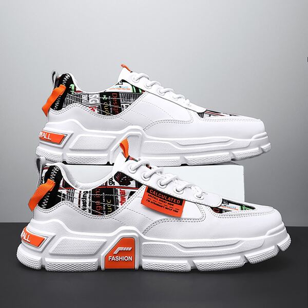 

Men Letter Graphic Lace Up Front Skate Shoes, White