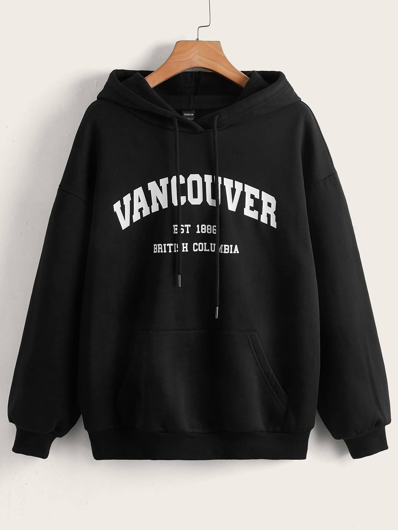 SHEIN パーカー 文字グラフィック ドロップショルダー ドローストリング SHEIN パーカー 文字グラフィック ドロップショルダー ドローストリング