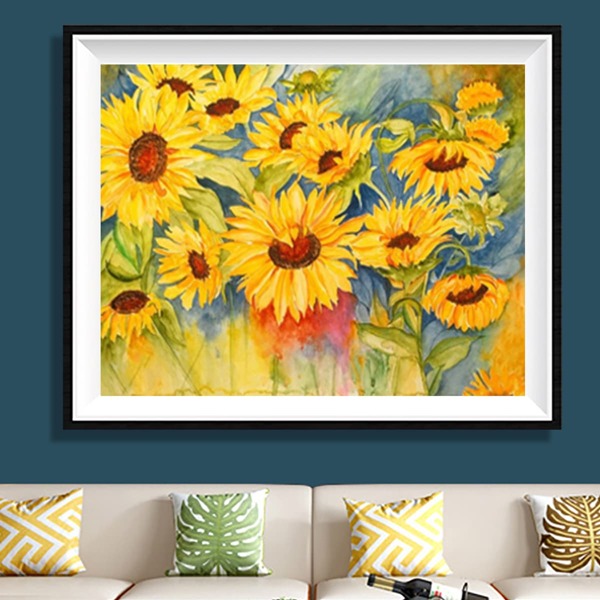 

Sunflower Pattern DIY Diamond Painting Without Frame, Multicolor