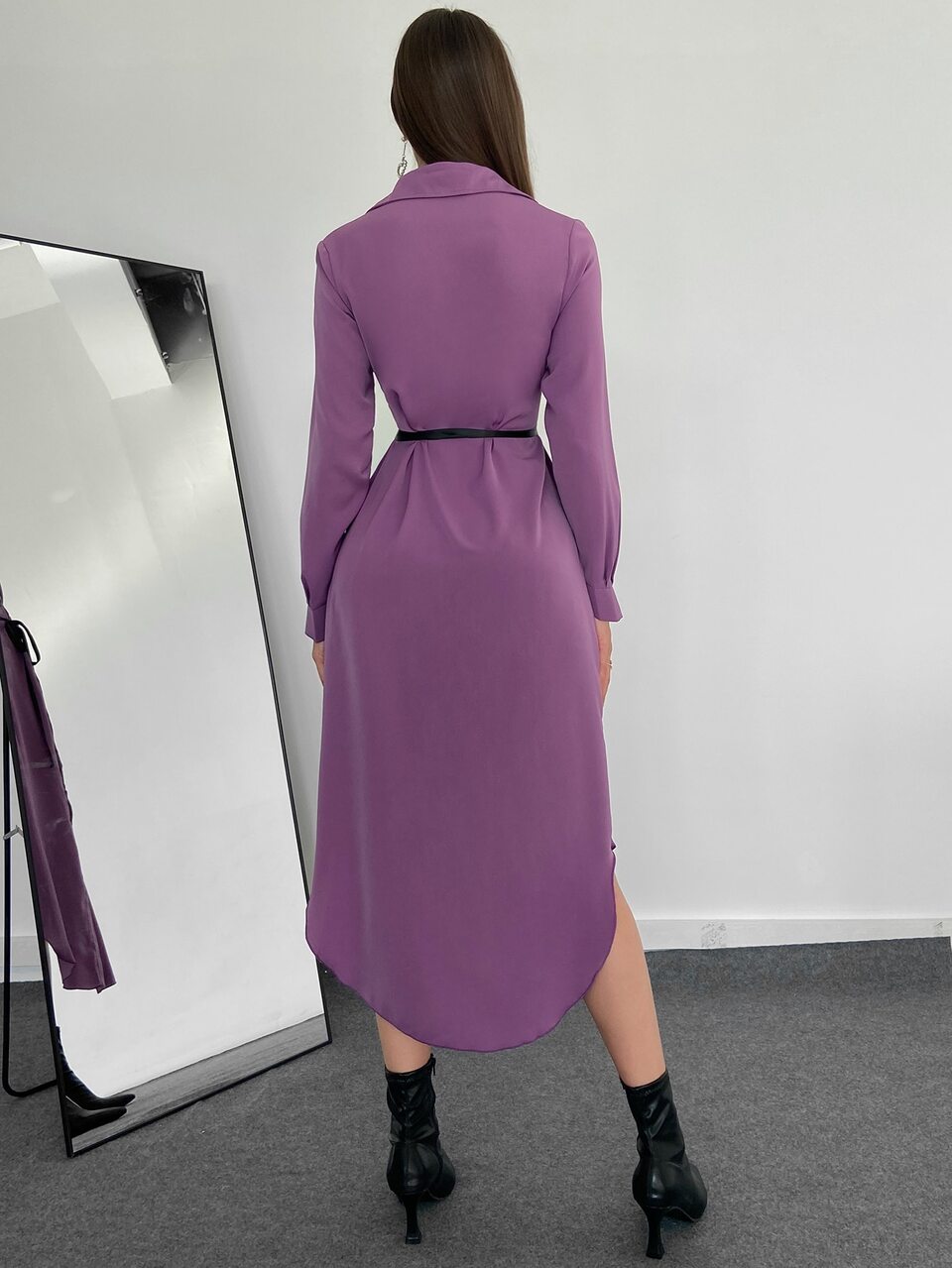 Button Through Belted Shirt Dress