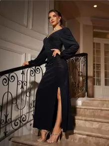 Modelyn Đầm Xù Trọn gói Tách cao màu trơn Hấp dẫn - màu đen - Xem 3