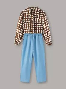 Girls Colourblock Contrast Geometrical Print Jumpsuit - Multicolor - View 1