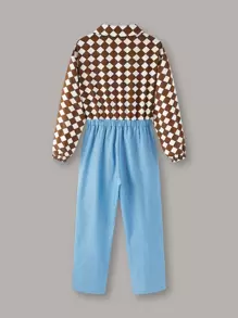 Girls Colourblock Contrast Geometrical Print Jumpsuit - Multicolor - View 2