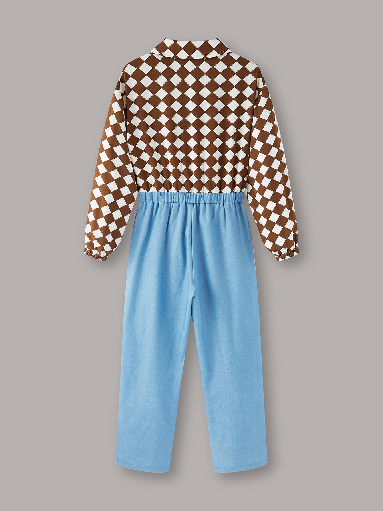 Girls Colorblock Contrast Geometrical Print Jumpsuit