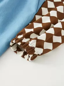 Girls Colourblock Contrast Geometrical Print Jumpsuit - Multicolor - View 3