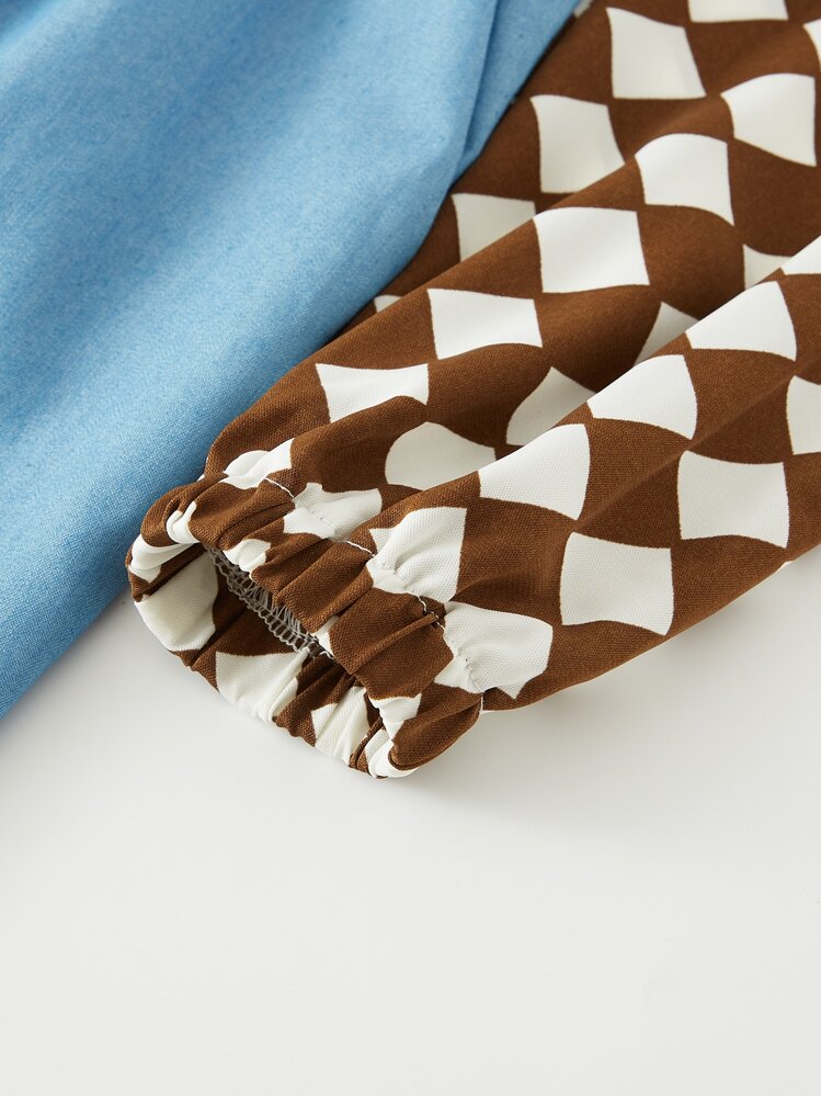 Fille Combinaison à blocs de couleurs contrastant à imprimé - Multicolore - Voir 3