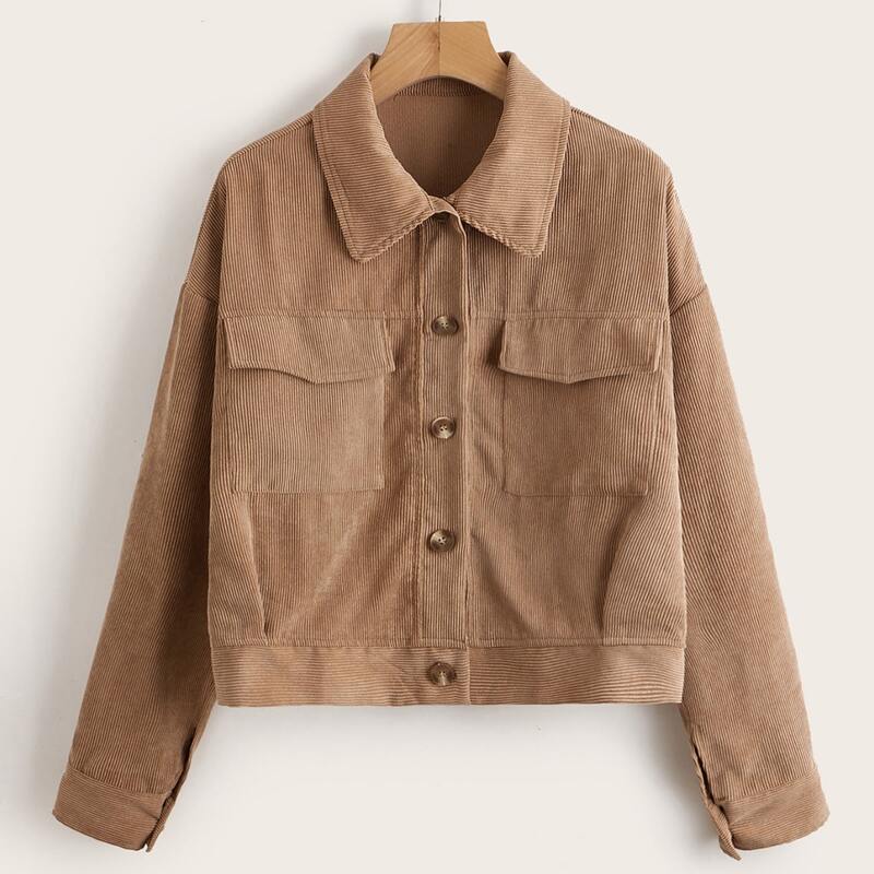 

Button Front Corduroy Jacket, Brown